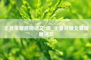 王者荣耀露娜铭文2级_王者荣耀北慕露娜铭文