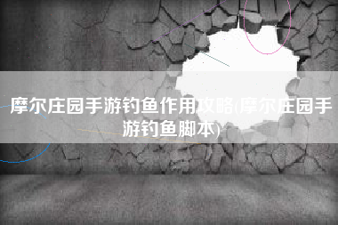 摩尔庄园手游钓鱼作用攻略(摩尔庄园手游钓鱼脚本)