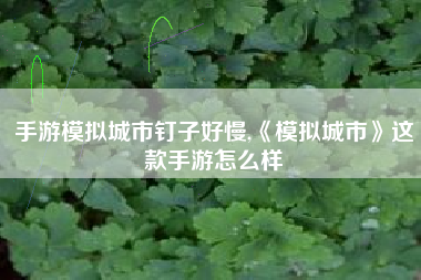 手游模拟城市钉子好慢,《模拟城市》这款手游怎么样
