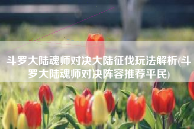 斗罗大陆魂师对决大陆征伐玩法解析(斗罗大陆魂师对决阵容推荐平民)