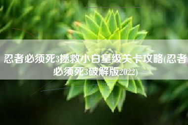 忍者必须死3拯救小白星级关卡攻略(忍者必须死3破解版2022)