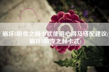 崩坏3极夜之赫卡忒使用心得及搭配建议(崩坏3极夜之赫卡忒)