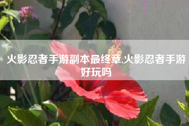 火影忍者手游副本最终章,火影忍者手游好玩吗