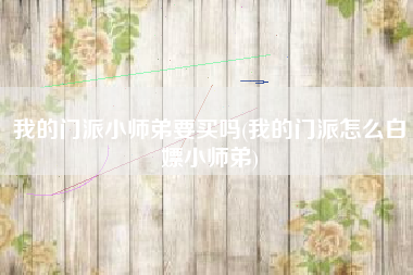 我的门派小师弟要买吗(我的门派怎么白嫖小师弟)
