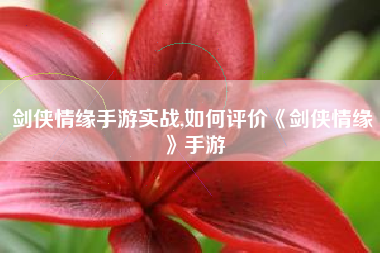 剑侠情缘手游实战,如何评价《剑侠情缘》手游