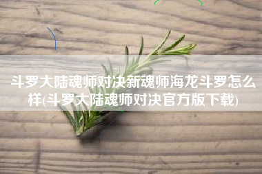 斗罗大陆魂师对决新魂师海龙斗罗怎么样(斗罗大陆魂师对决官方版下载)