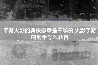 手游火影的典庆徽章是干嘛的,火影手游的纲手怎么获得