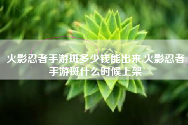 火影忍者手游斑多少钱能出来,火影忍者手游斑什么时候上架