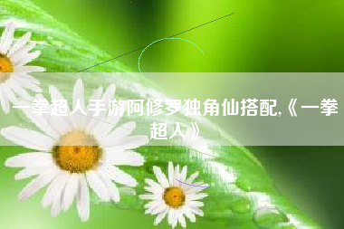 一拳超人手游阿修罗独角仙搭配,《一拳超人》