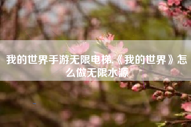 我的世界手游无限电梯,《我的世界》怎么做无限水源