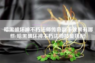 暗黑破坏神不朽法师传奇副手效果有哪些(暗黑破坏神不朽法师技能搭配)