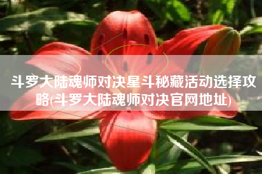 斗罗大陆魂师对决星斗秘藏活动选择攻略(斗罗大陆魂师对决官网地址)