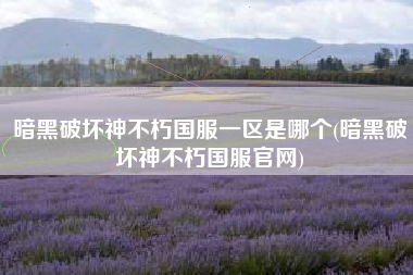 暗黑破坏神不朽国服一区是哪个(暗黑破坏神不朽国服官网)