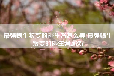 最强蜗牛叛变的逃生者怎么弄(最强蜗牛叛变的逃生者20次)