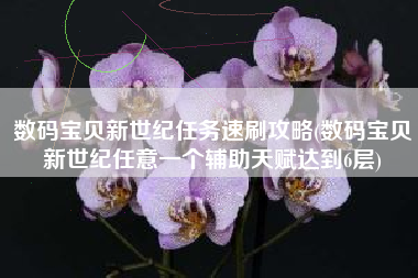 数码宝贝新世纪任务速刷攻略(数码宝贝新世纪任意一个辅助天赋达到6层)