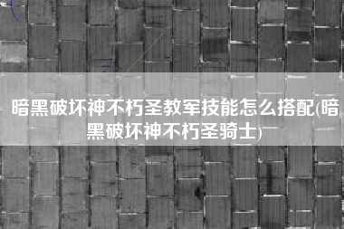暗黑破坏神不朽圣教军技能怎么搭配(暗黑破坏神不朽圣骑士)