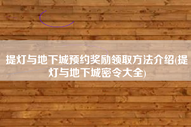 提灯与地下城预约奖励领取方法介绍(提灯与地下城密令大全)