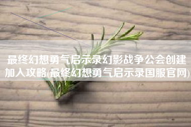最终幻想勇气启示录幻影战争公会创建加入攻略(最终幻想勇气启示录国服官网)