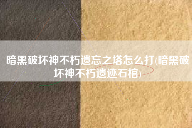 暗黑破坏神不朽遗忘之塔怎么打(暗黑破坏神不朽遗迹石棺)