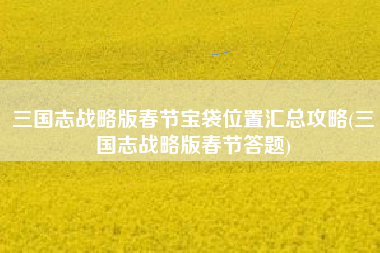三国志战略版春节宝袋位置汇总攻略(三国志战略版春节答题)