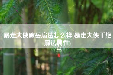 暴走大侠破岳扇法怎么样(暴走大侠千绝扇法属性)
