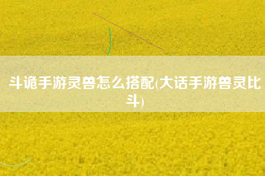 斗诡手游灵兽怎么搭配(大话手游兽灵比斗)