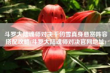 斗罗大陆魂师对决千仞雪真身悬赏阵容搭配攻略(斗罗大陆魂师对决官网地址)