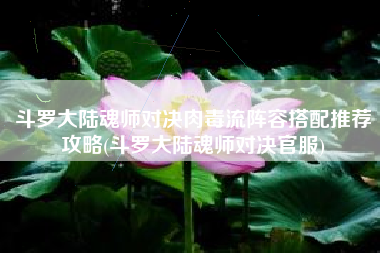 斗罗大陆魂师对决肉毒流阵容搭配推荐攻略(斗罗大陆魂师对决官服)