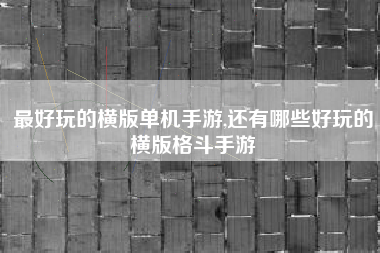 最好玩的横版单机手游,还有哪些好玩的横版格斗手游