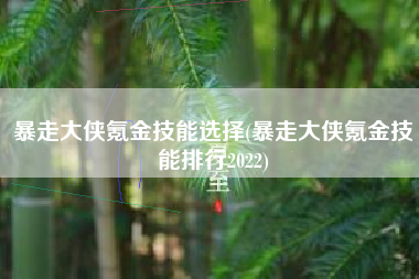 暴走大侠氪金技能选择(暴走大侠氪金技能排行2022)