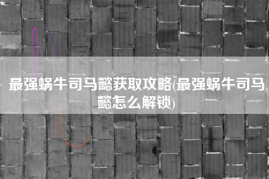 最强蜗牛司马懿获取攻略(最强蜗牛司马懿怎么解锁)