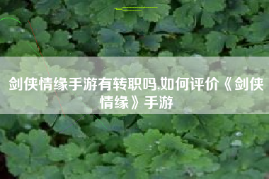 剑侠情缘手游有转职吗,如何评价《剑侠情缘》手游