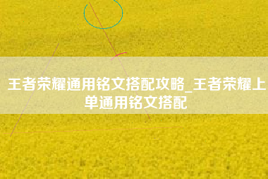 王者荣耀通用铭文搭配攻略_王者荣耀上单通用铭文搭配