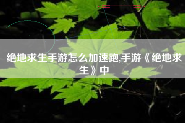 绝地求生手游怎么加速跑,手游《绝地求生》中