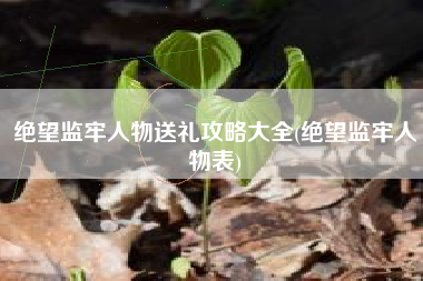 绝望监牢人物送礼攻略大全(绝望监牢人物表)