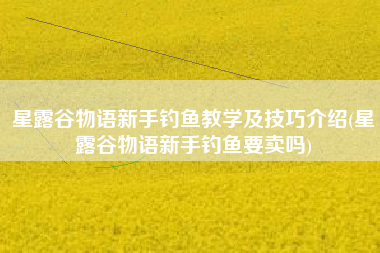 星露谷物语新手钓鱼教学及技巧介绍(星露谷物语新手钓鱼要卖吗)