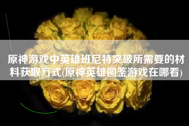 原神游戏中英雄班尼特突破所需要的材料获取方式(原神英雄图鉴游戏在哪看)
