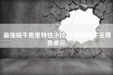 最强蜗牛贵重特性小技巧(最强蜗牛至尊贵重品)