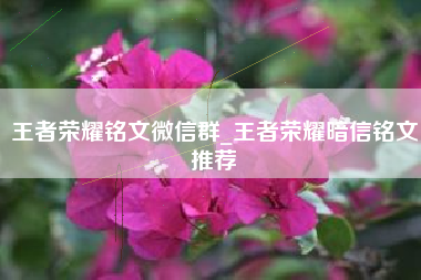 王者荣耀铭文微信群_王者荣耀暗信铭文推荐
