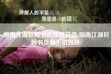 烟雨江湖巨鲸书页如何获得(烟雨江湖巨鲸书页值不值得换)