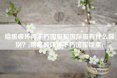 暗黑破坏神不朽国服和国际服有什么区别？(暗黑破坏神不朽国服跳票)
