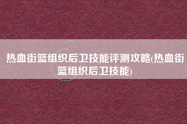 热血街篮组织后卫技能评测攻略(热血街篮组织后卫技能)