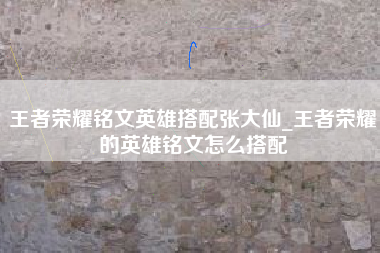 王者荣耀铭文英雄搭配张大仙_王者荣耀的英雄铭文怎么搭配