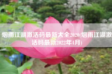 烟雨江湖激活码最新大全2020(烟雨江湖激活码最新2022年4月)