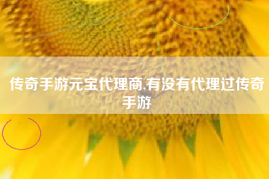 传奇手游元宝代理商,有没有代理过传奇手游