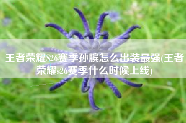 王者荣耀S26赛季孙膑怎么出装最强(王者荣耀s26赛季什么时候上线)
