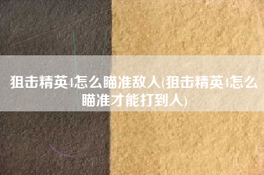 狙击精英4怎么瞄准敌人(狙击精英4怎么瞄准才能打到人)