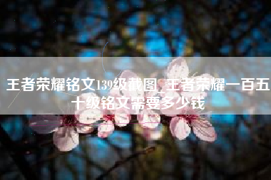 王者荣耀铭文139级截图_王者荣耀一百五十级铭文需要多少钱