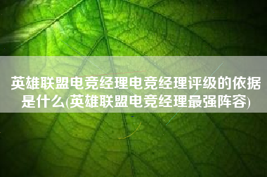 英雄联盟电竞经理电竞经理评级的依据是什么(英雄联盟电竞经理最强阵容)