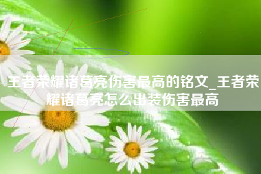 王者荣耀诸葛亮伤害最高的铭文_王者荣耀诸葛亮怎么出装伤害最高